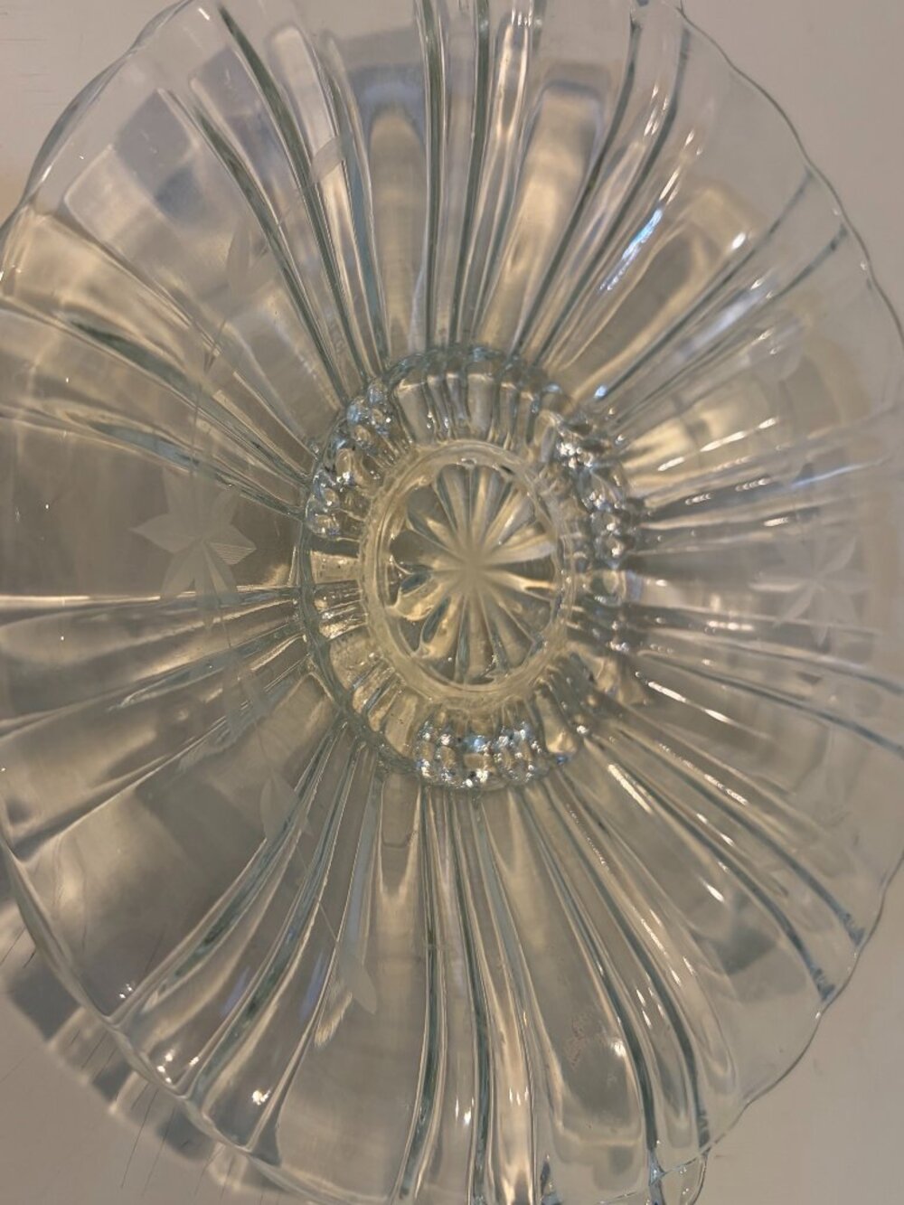 VINTAGE DEPRESSION GLASS CLEAR OLD CAFE TAB HANDLE LOW CANDY SERVING DISH Etched